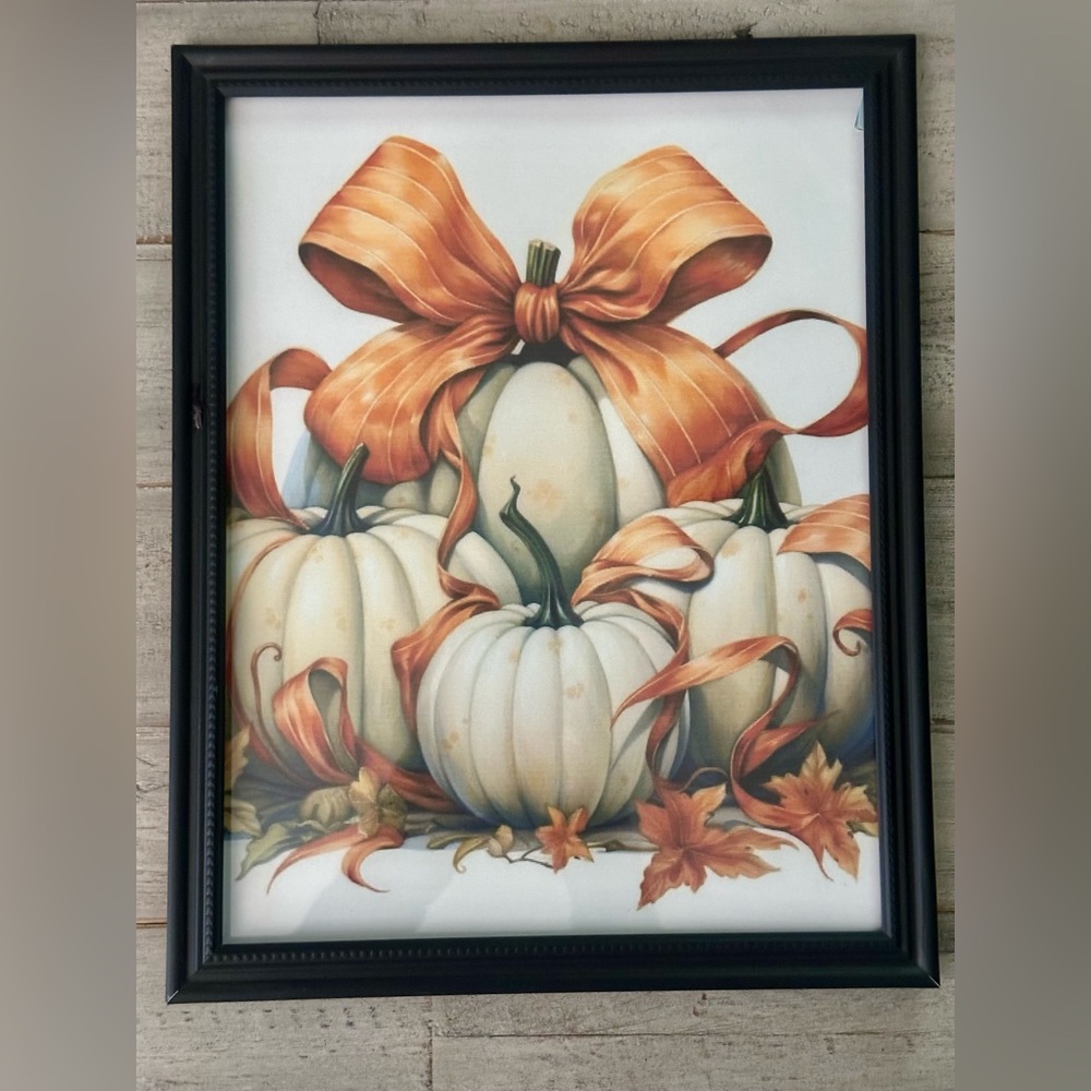 Autumn Pumpkin Framed 8x10” Wall Art for Living Room/Bedroom, Bathroom